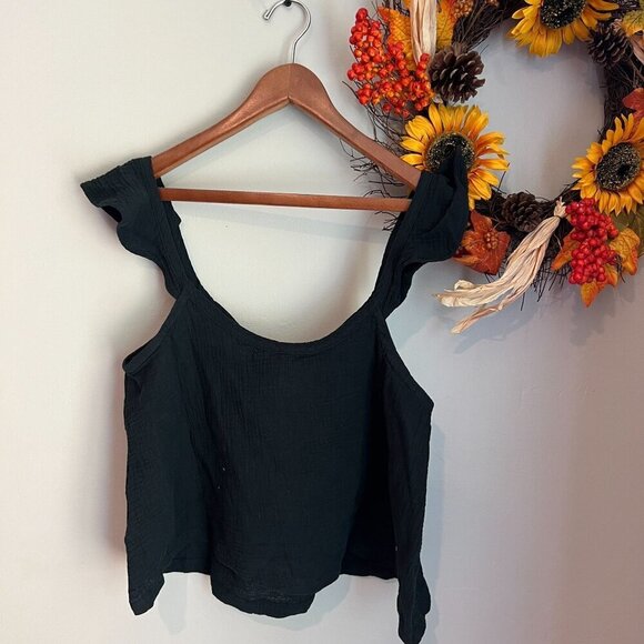 Marine Layer Jude Flutter Sleeve Tank Medium in Black - Picture 4 of 7